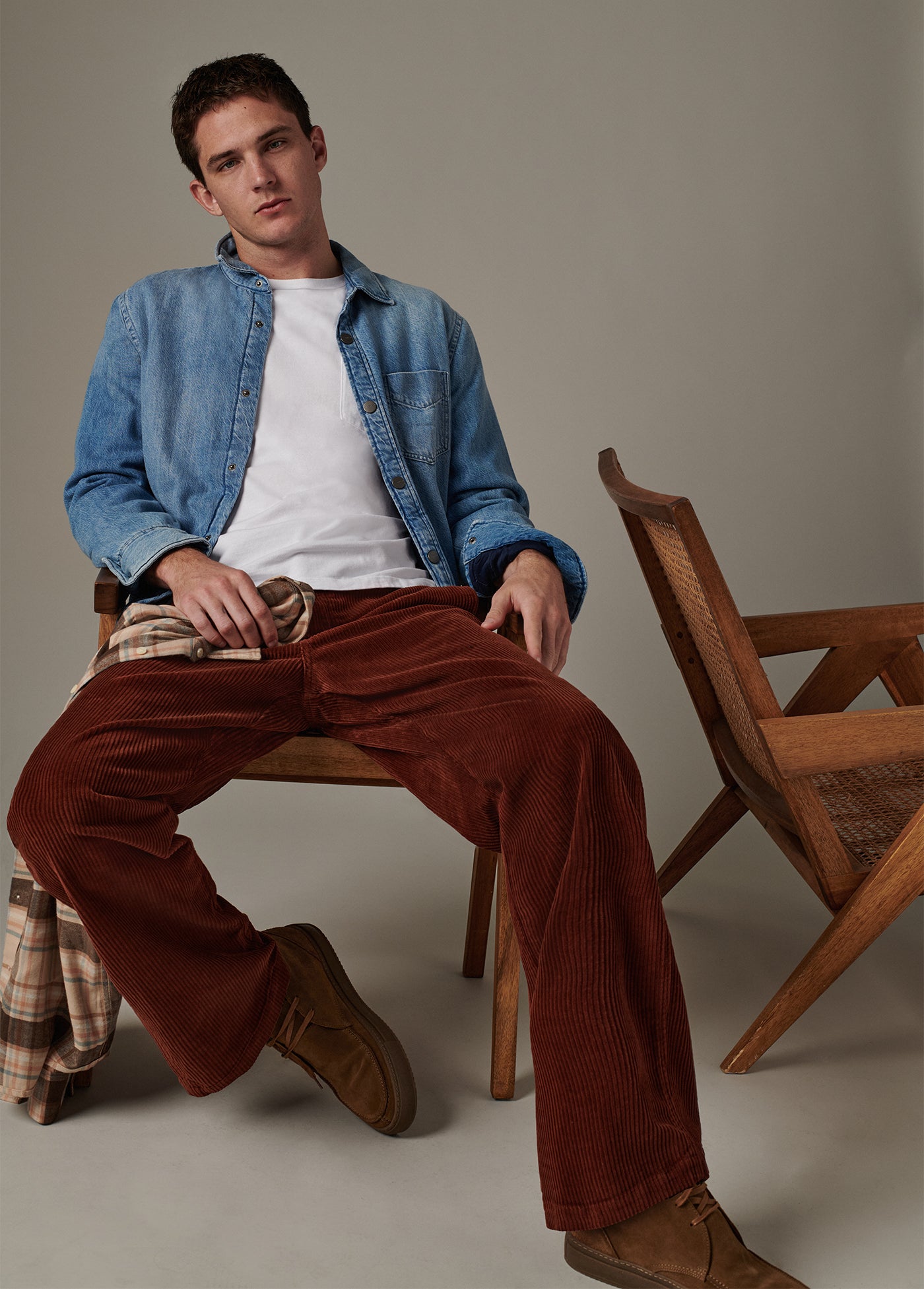 Corduroy jeans men fashion