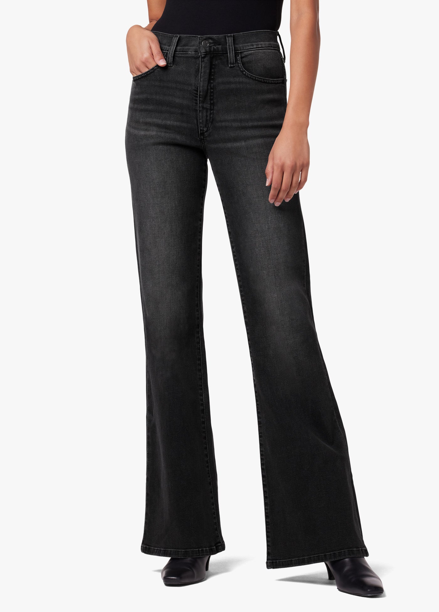 JOE'S JEANS CHARCOAL THE MOLLY HR 2024 FLARE Style # DYESDY5715 Women's NWT