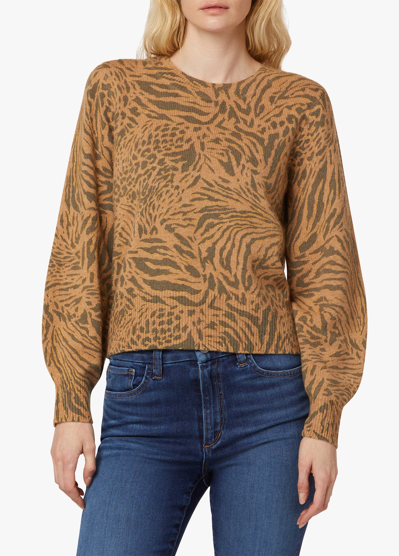 Shrunken Pullover Sweater in Tiger Stripe