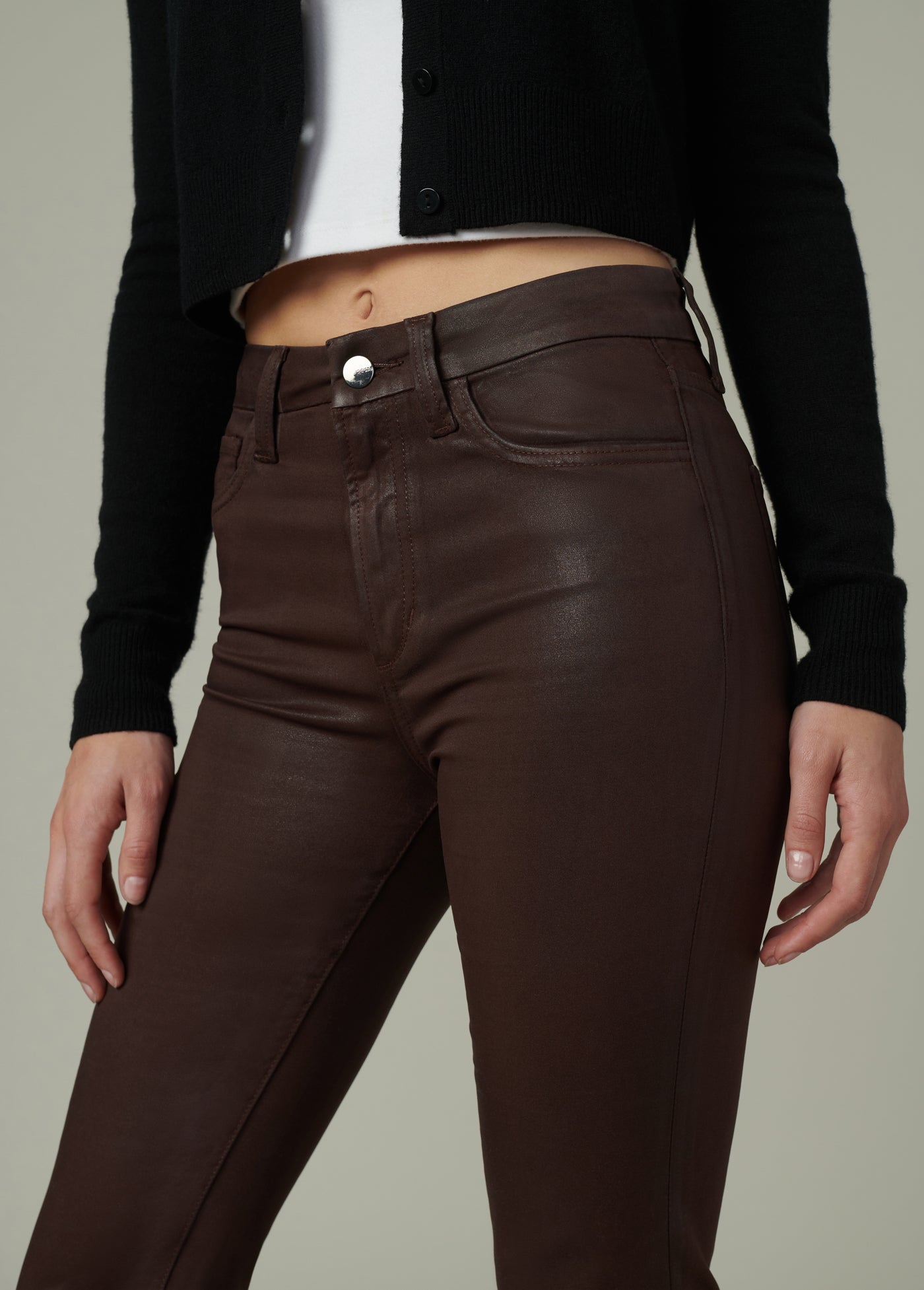 L'Agence Marguerite Skinny High-Rise Stretchy Jeans popular in Coated Cocoa