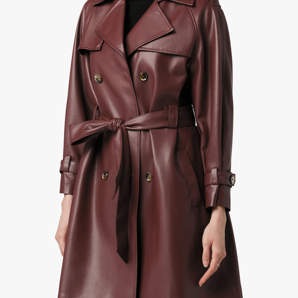 Massimo Dutti Cropped Leather Trench Jacket